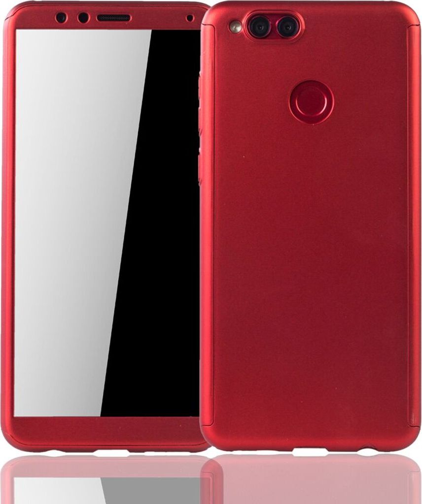 Handyhülle Schutzhülle für Huawei Honor 7X Full Case Cover Displayschutz 360 Rot