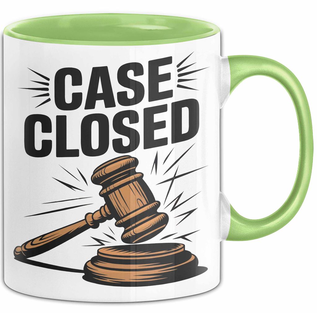 Richter Tasse Geschenkidee Fall abgeschlossen Gericht Held Geschenkidee Lustig (Grün)