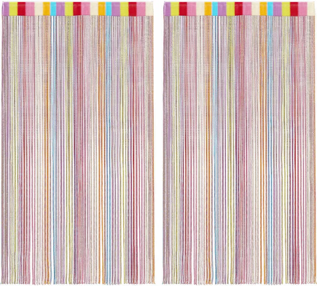 Rideau à cordons multicolore pour porte ou fenêtre - Set de 2 - 140x250