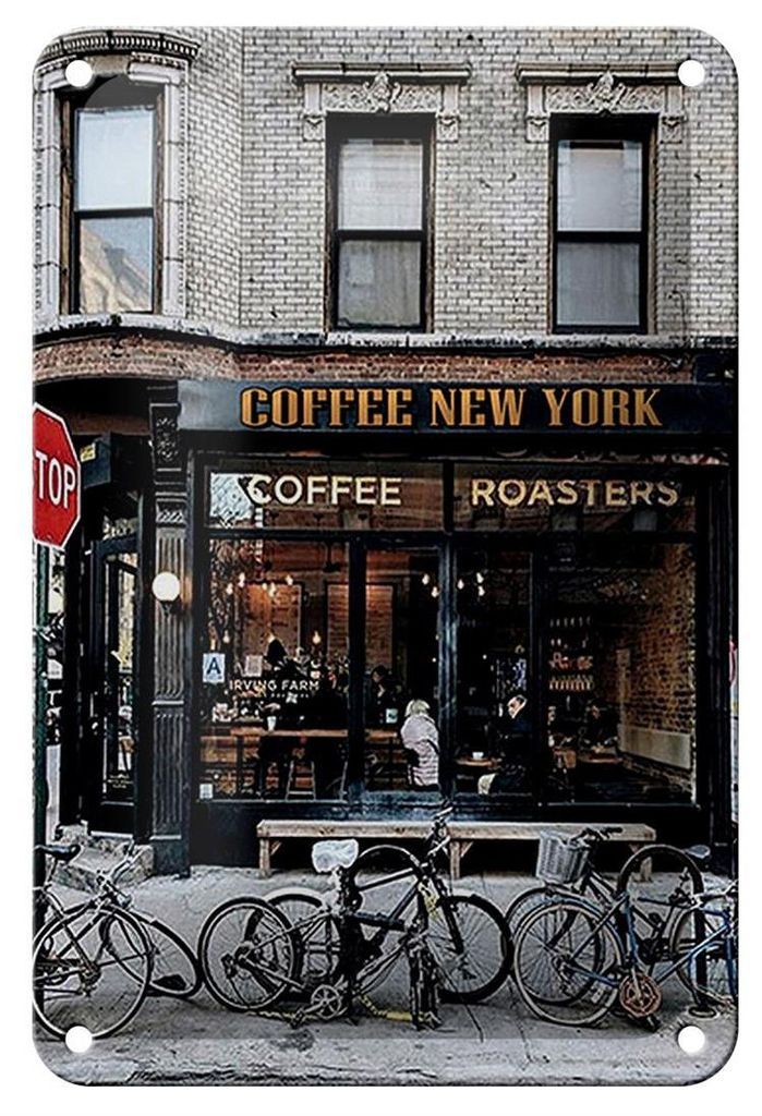 Blechschild Spruch 12x18cm Coffee new York Kaffee