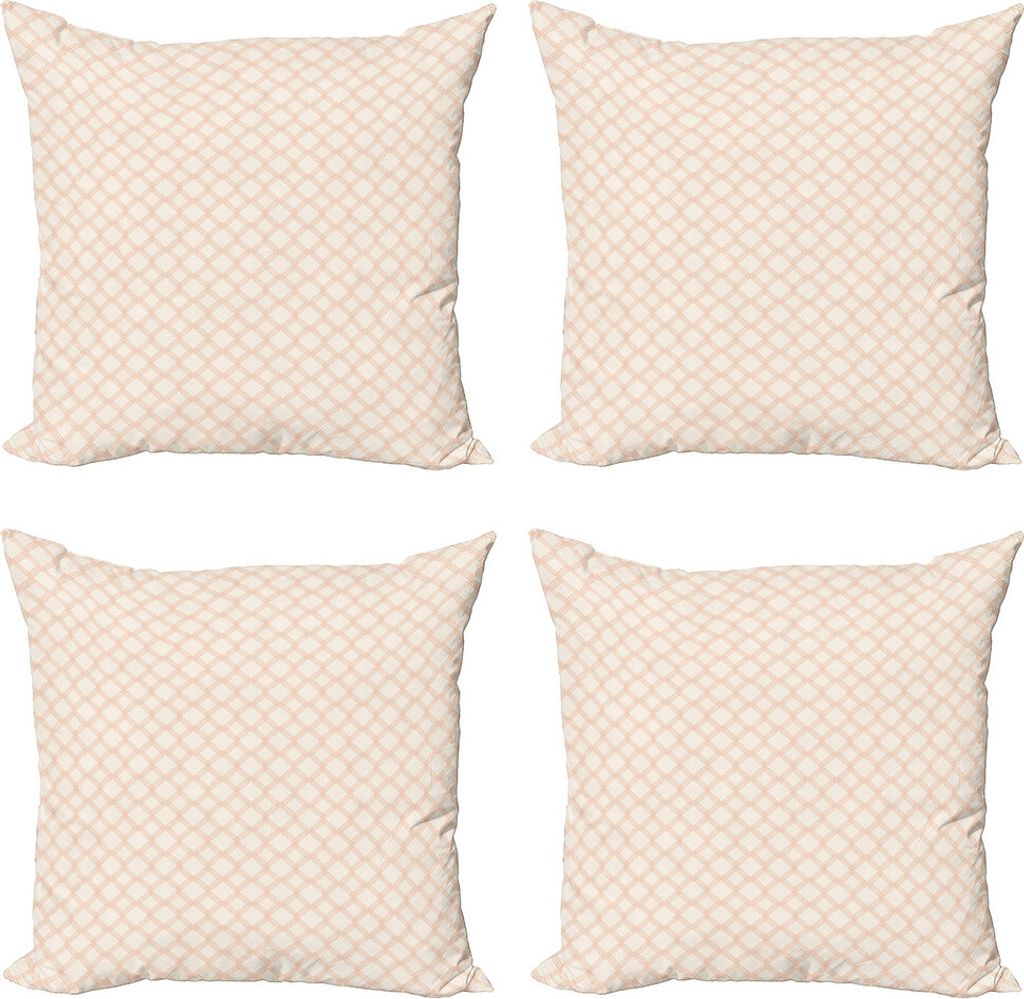 ABAKUHAUS Modern Kissenbezug Set (4 Stück), Geometrische Hexagon-Streifen, Moderner Doppelseitiger Digitaldruck, 40 cm x 40 cm, Pfirsich-Creme