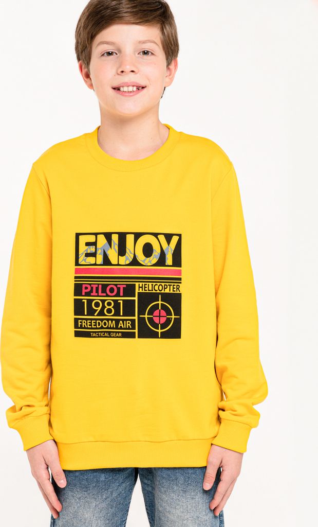 Jungen-Sweatshirt Enjoy - Gelb - 128