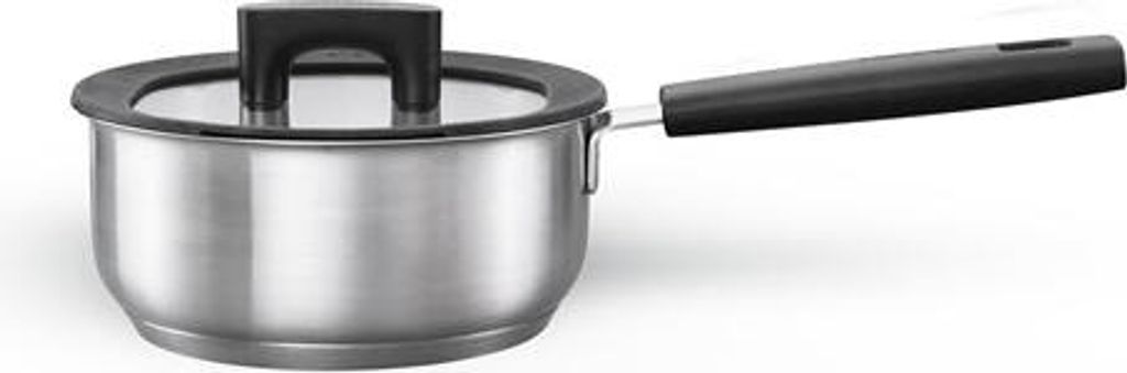 Fiskars Hard Face Stieltopf, mit Deckel, Kochtopf, Koch Topf, Antihaftbeschichtung, Edelstahl, Silber, 1.8 L, Ø 18 cm, 1052239