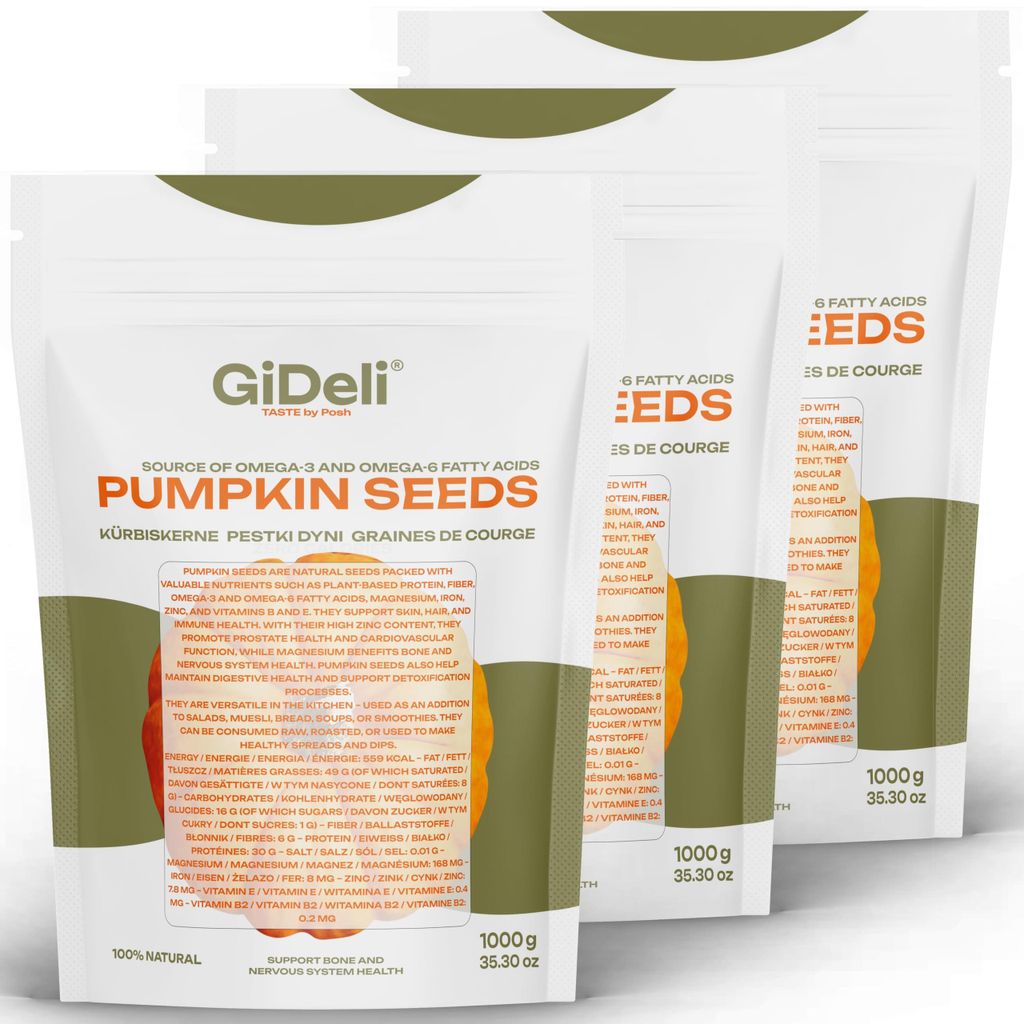 Kürbiskerne 3kg Geröstet Ungesalzen Schalenlos Vegan Snack Protein Zink GiDeli