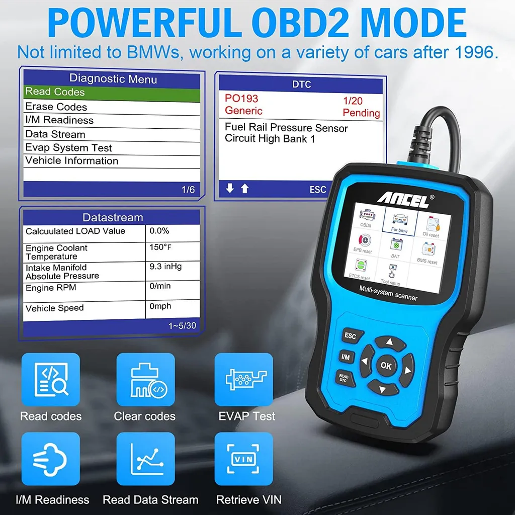 Scanner OBD2 Multi-système avec Réinitialisation EPB SAS et Airbag - 4