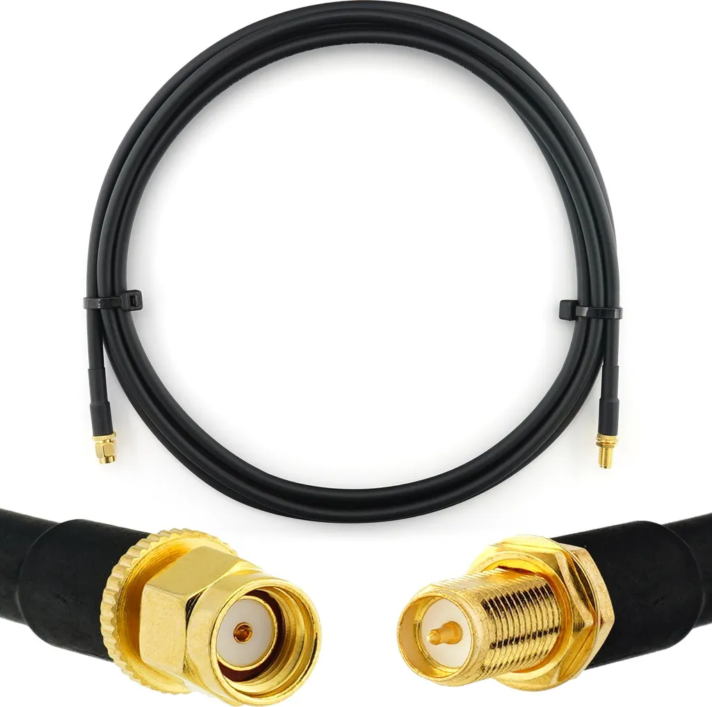 cavo coassiale da RP-SMA maschio a RP-SMA femmina da 3 m - Cavo antenna a bassa perdita HF-240 (equivalente a LMR 240) da 3 metri Cavo di prolunga da 50 ohm - per antenna router WiFi Wireless RF WLAN radio modem