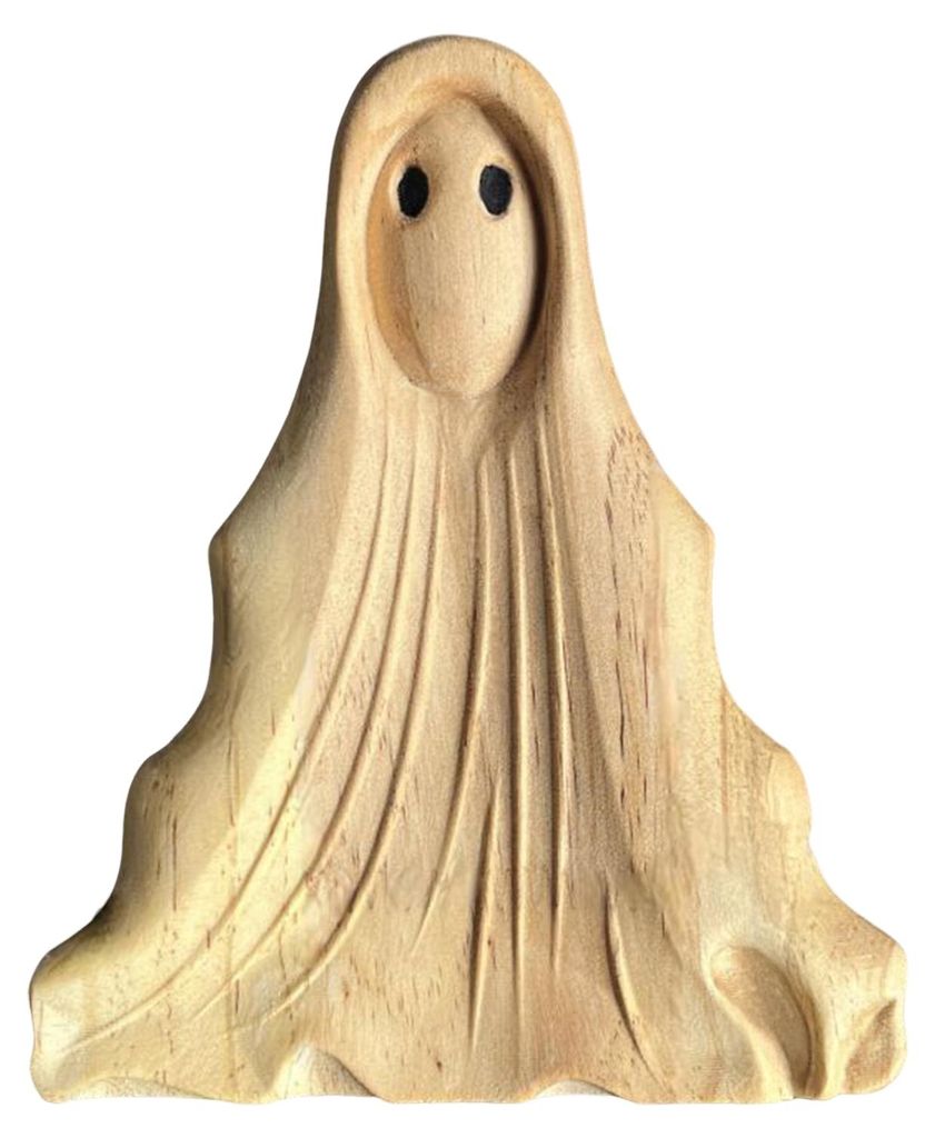 Halloween-Geisterskulptur, gruselige Holzschnitzerei, Geisterstatue, Figur, Tischschild, Heim- oder Bürodekoration, Ornament C