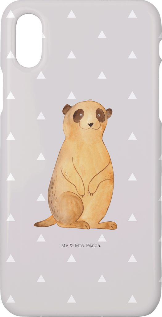 Mr. & Mrs. Panda Iphone 10 Handyhülle Erdmännchen - Grau Pastell - Geschenk, X, Spruch, Afrika, Traveling, Handy, Roadtrip, Hülle, Cover, Reisen