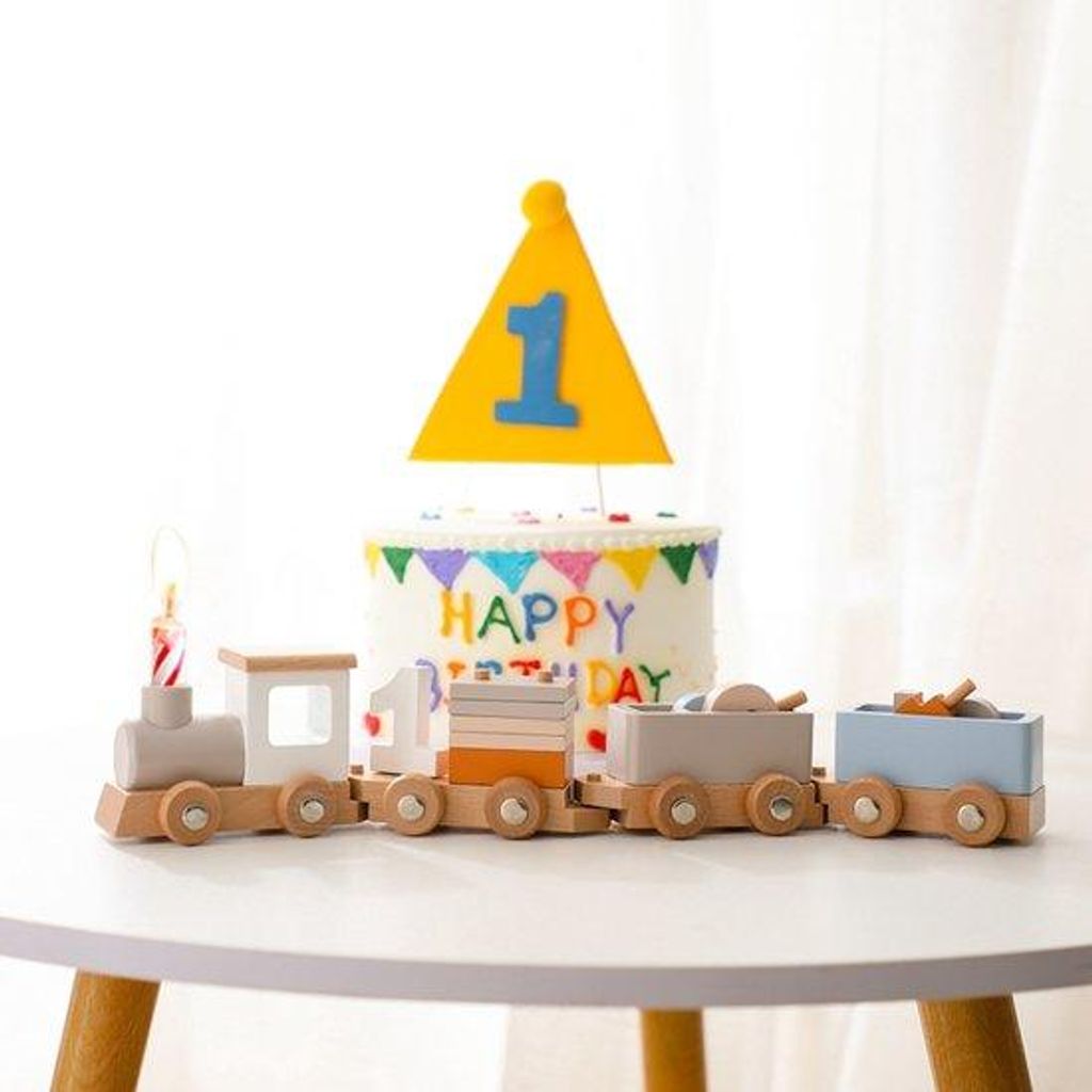 Holz-Train-Geburtstagsspielzeug Montessori-Spielzeug Bildungsspielzeug Geeignet für Babys holz Kinderwagen Bildungsspielzeug Geeignet für Babys h...
