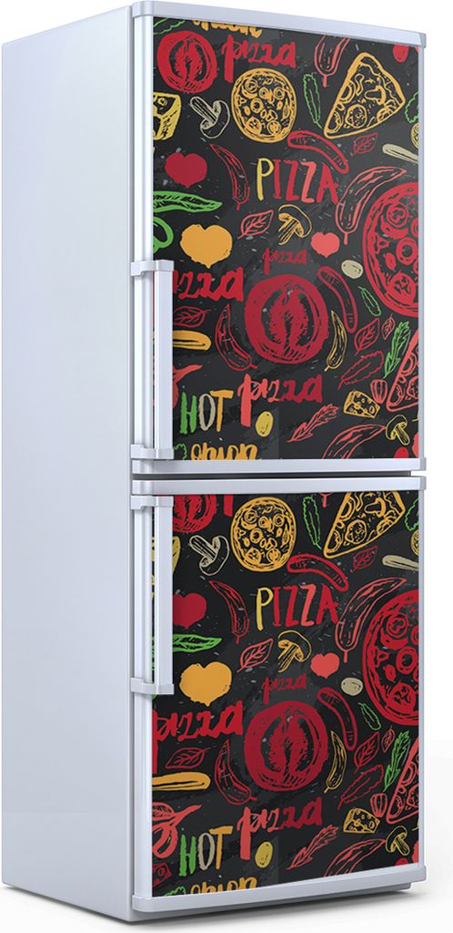 Kühlschrankdekoration 60x180 cm Aufkleber auf dem Kühlschrank - Oliven Worte Tomaten
