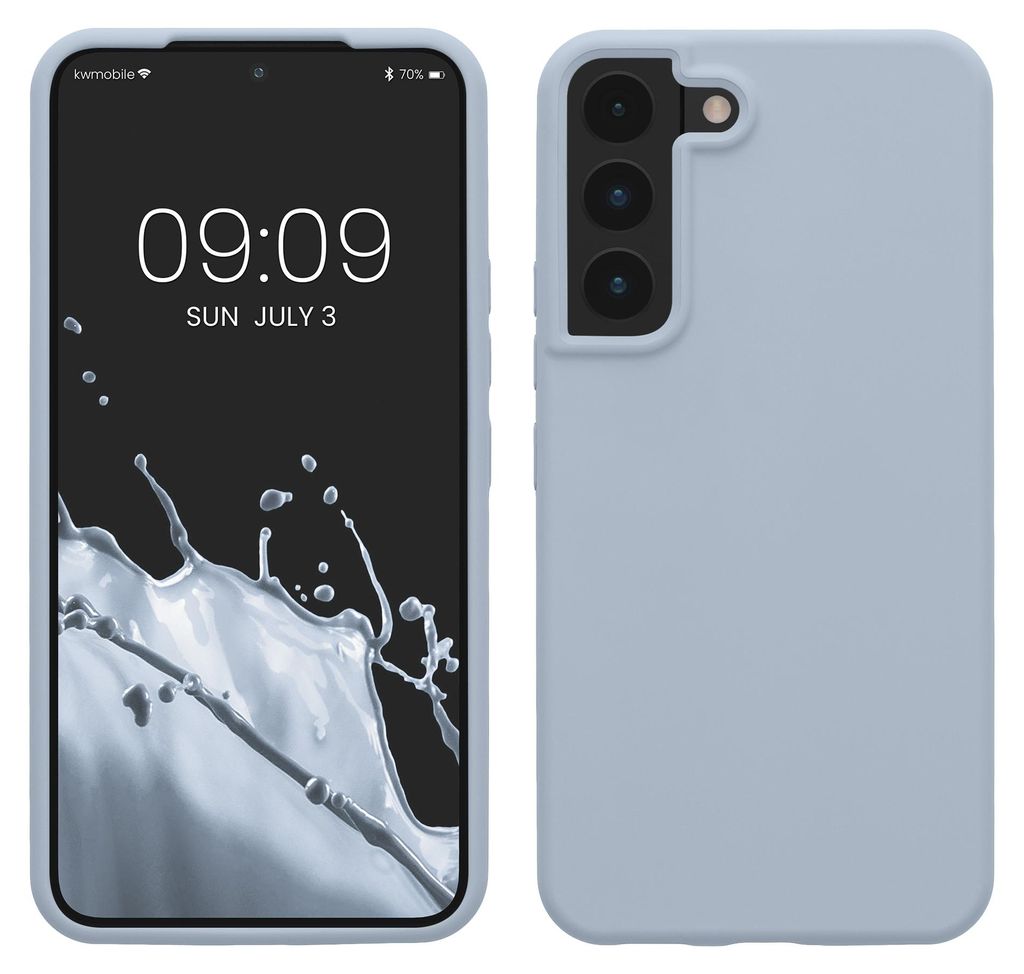 kwmobile Handyhülle für Samsung Galaxy S22 Hülle - Case Silikon - Kabelloses Laden - Schutzhülle Cover in Hellblau matt