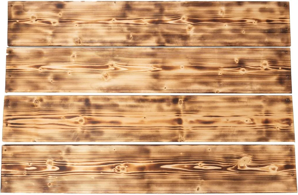 4 Planches de rechange pour banc jardin en pin flammé huilé 120x20