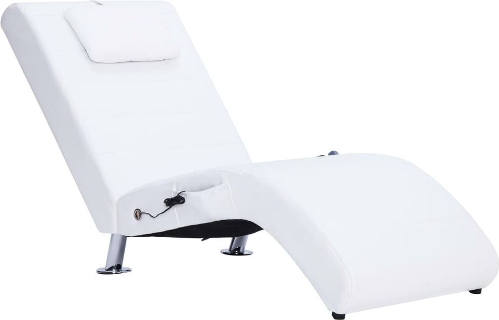 Massage-Chaiselongue mit Kissen Weiß Kunstleder