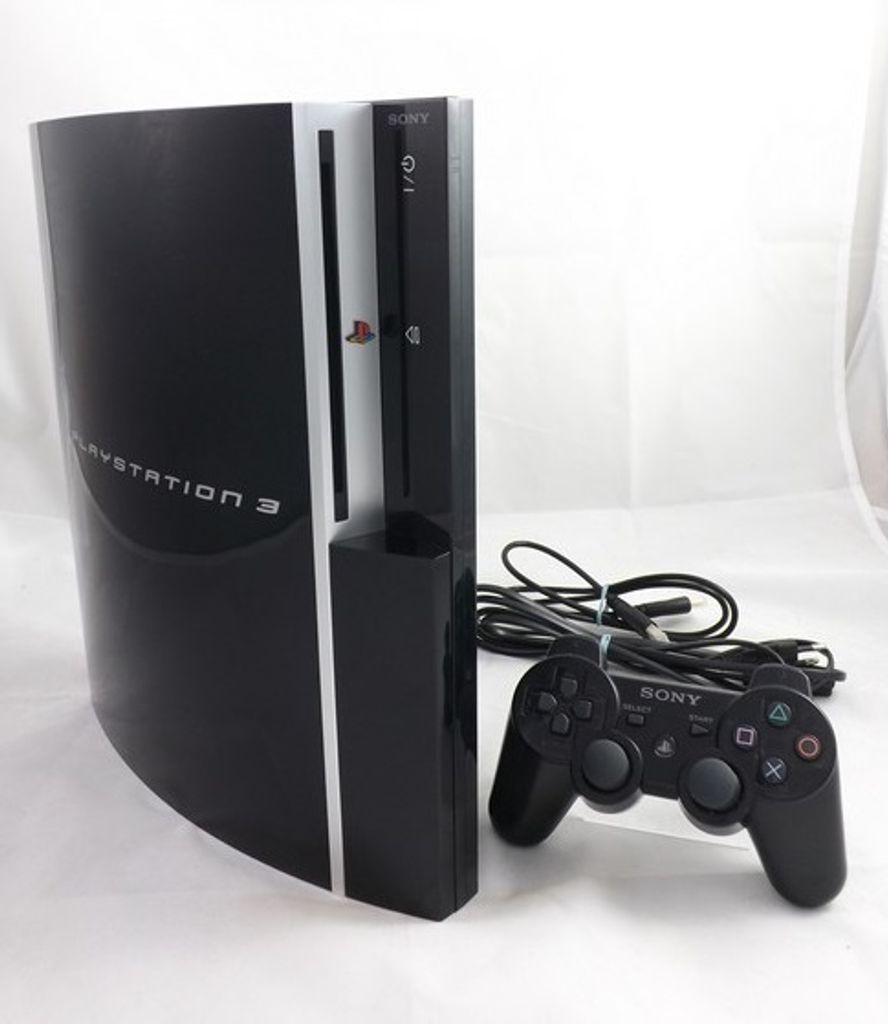 A Playstation 3 console and controller are shown on a white background.