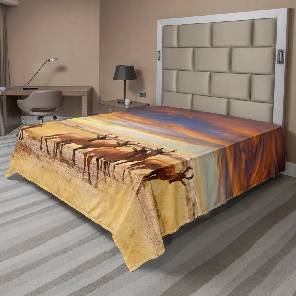Drap de lit Safari pour décoration de chambre exotique 275x260 cm Jaune