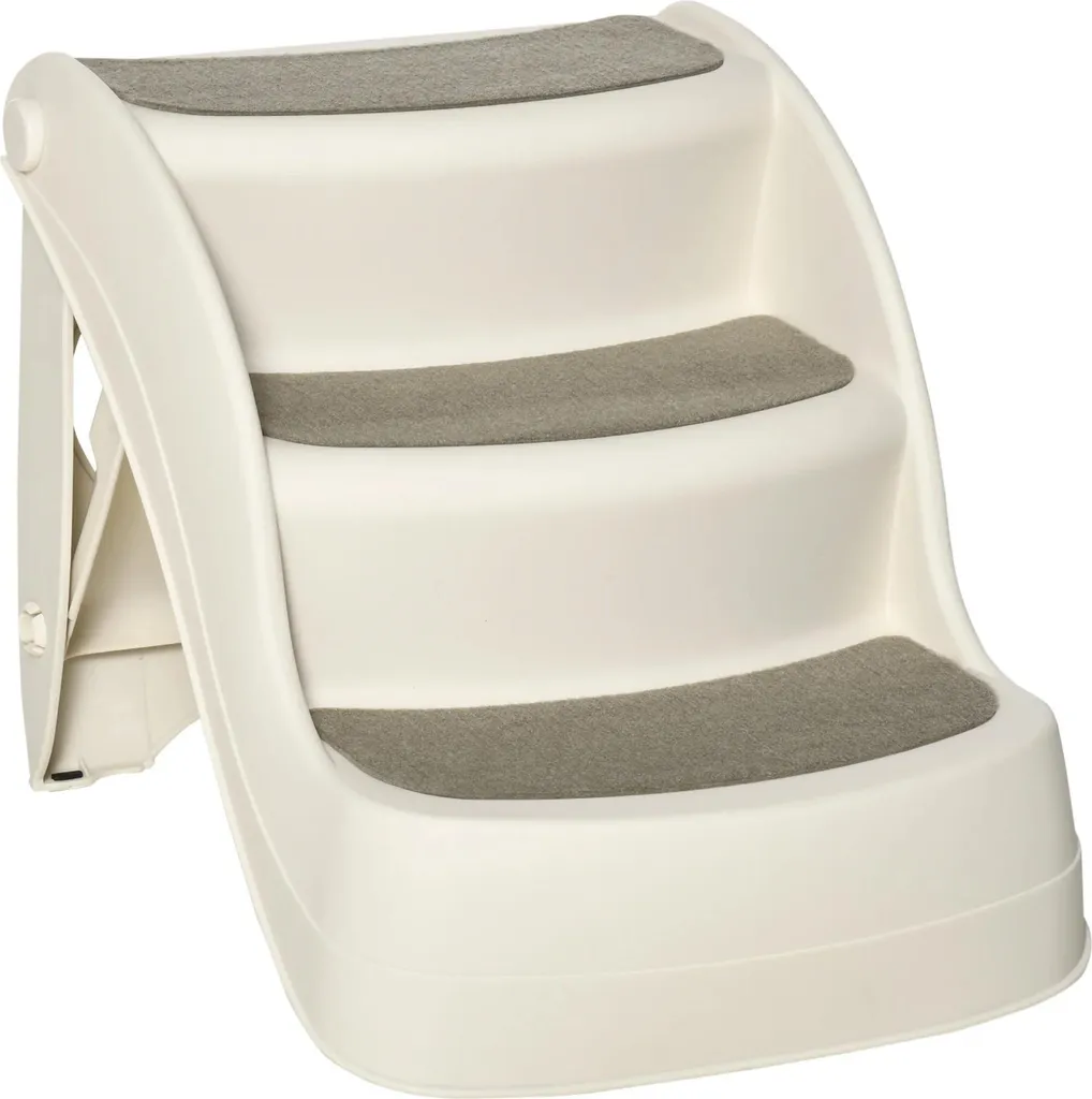 Escalier pour chiens pour canapé et lit - Pliable et stable blanc crème