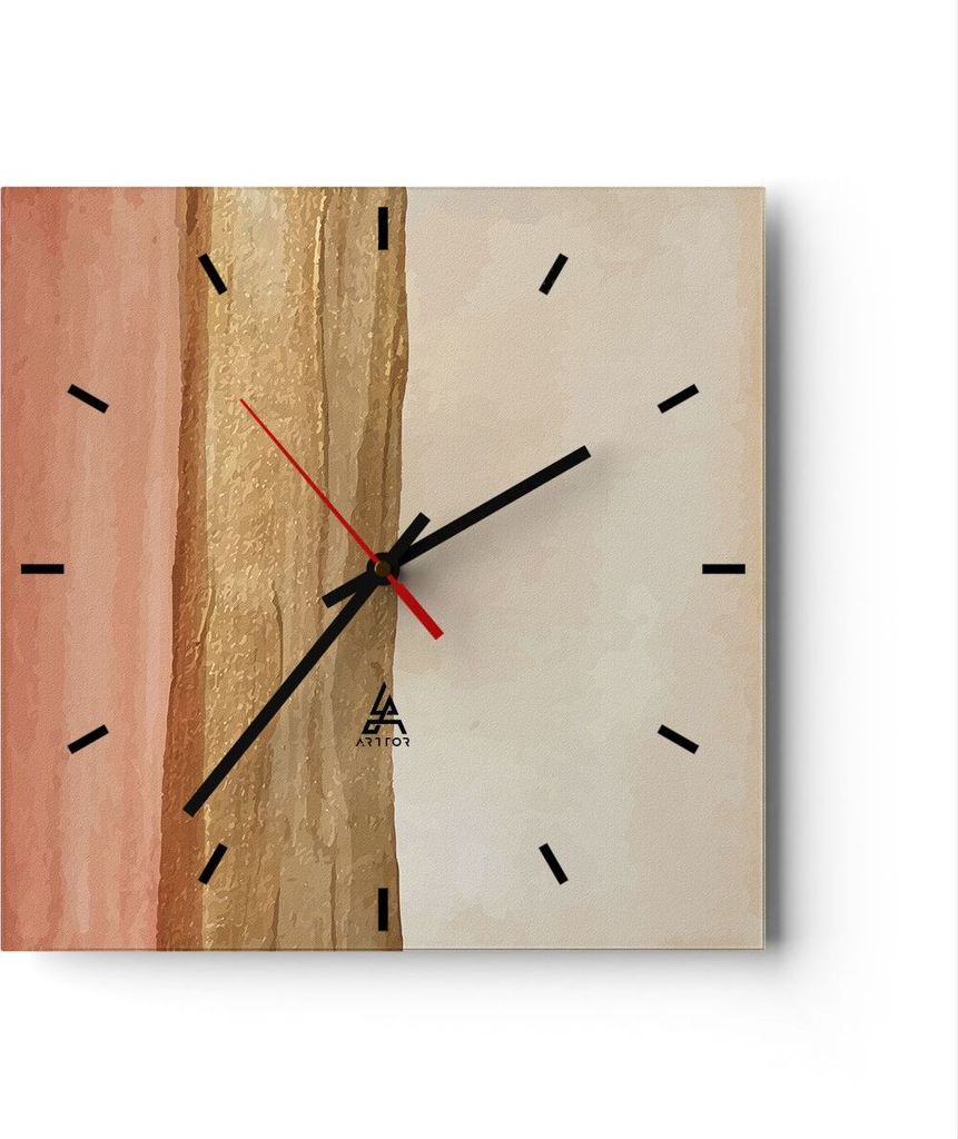 Wanduhr - Quadrat - Glasuhr - Gold Abstraktion Linien - 30x30cm - Schleichendes Uhrwerk - Lautlos - zum Aufhängen bereit - Dekoration Modern - Wan...