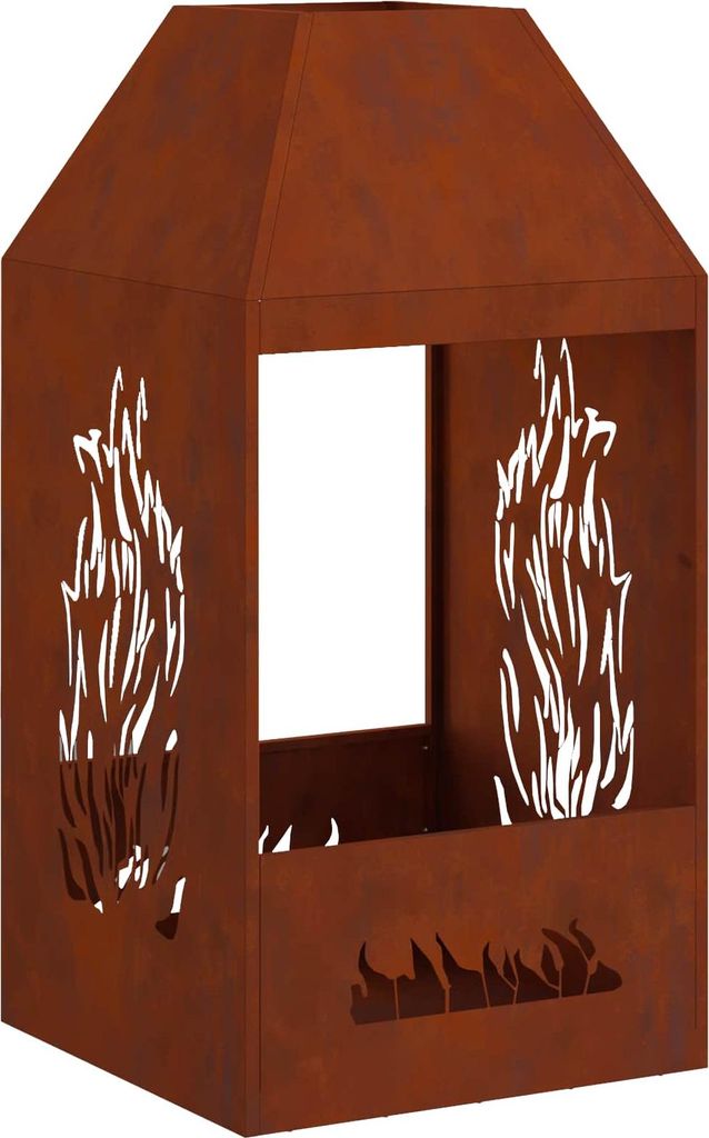 vidaXL Feuerstelle Braun 50 x 50 x 100 cm Wetterstahl