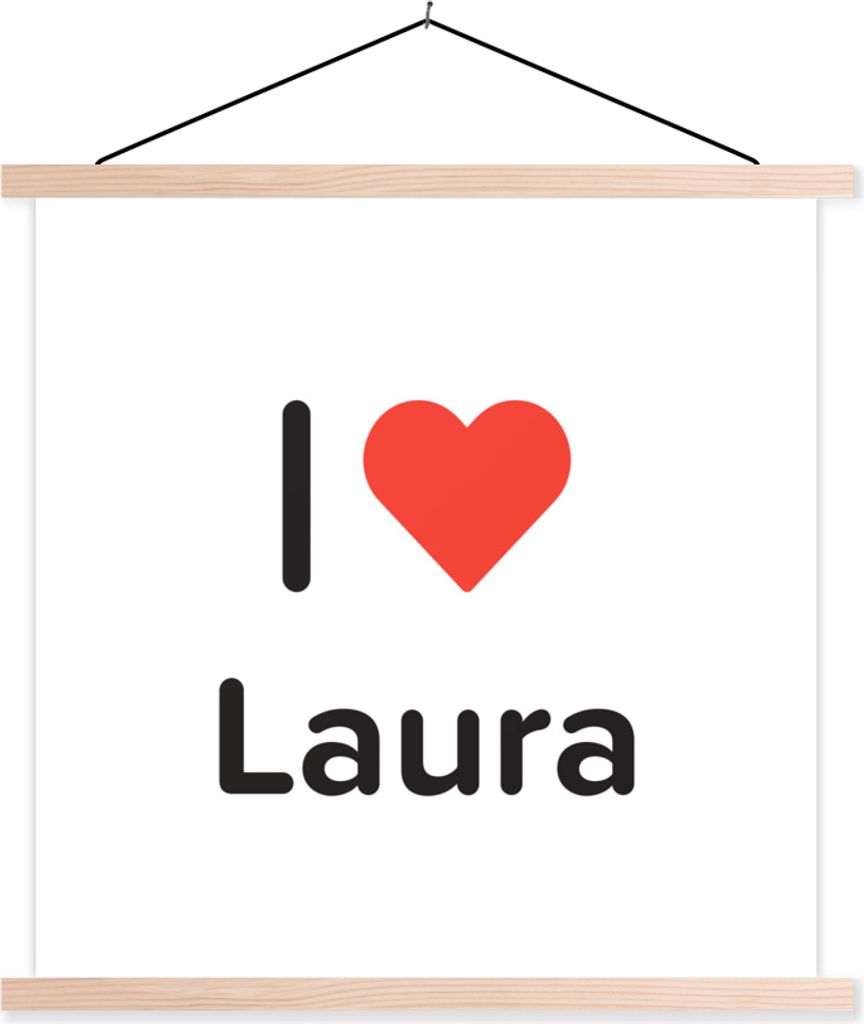 MuchoWow Textilposter Ich liebe - Laura - Mädchen 120x120 cm mit holzfarbenen Rahmen - Textil-Poster