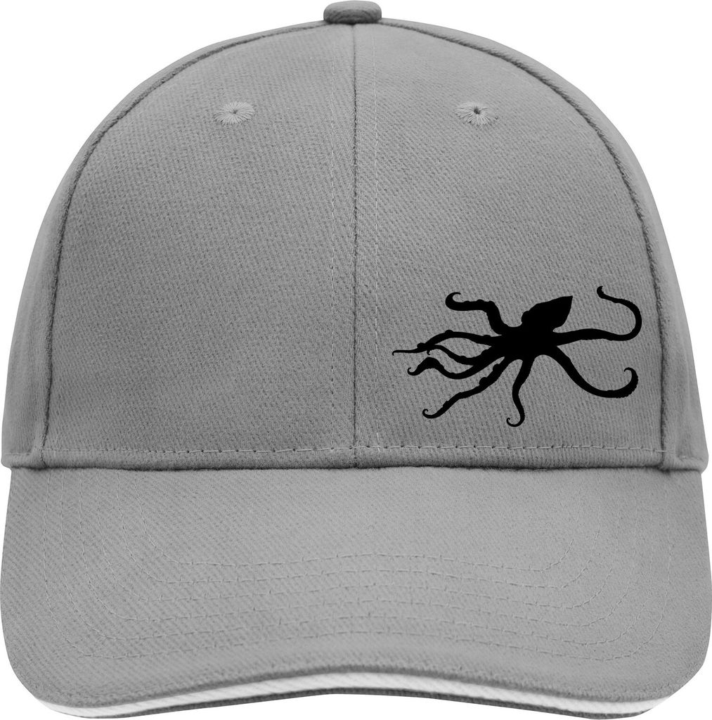 Huuraa Cappy Mütze Oktopus Silhouette Dark Grey/White Baumwolle 6-Panel Kappe Geschenkidee