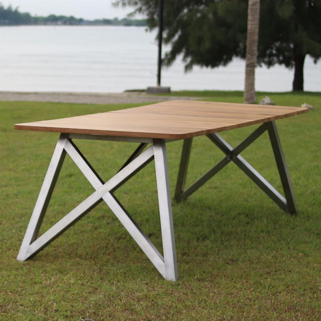 Teako Design Esstisch Benedetto Teakholz Edelstahl Produktbild 