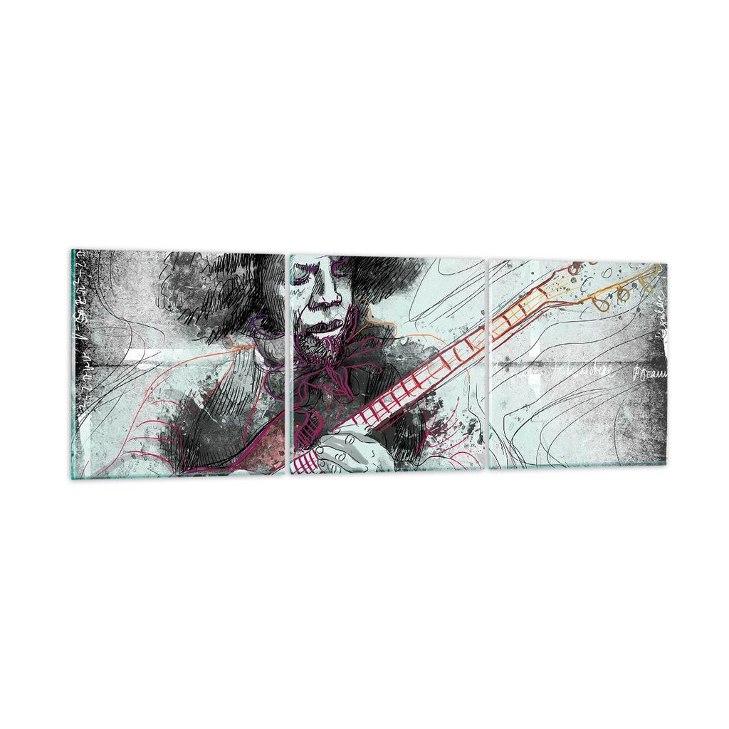 Bilder auf glas - Lied Gitarre Künstler Instrument - 120x40cm - Glasbilder - Wandbilder - Kunstdruck - zum Aufhängen bereit - Wanddekoration aus ...