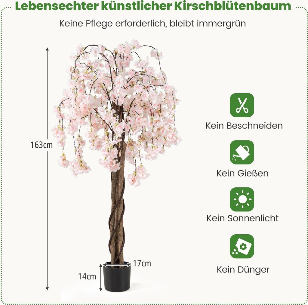 Albero Di Ciliegio Artificiale Bianco 2mt: Finto Albero Per Interni/Esterni