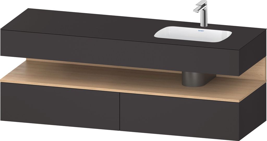 Duravit Collection One Einbauwaschtisch mit Konsolenwaschtischunterbau, 1600x550x600mm, Nische Eiche Natur, Becken rechts, QA4796030800000