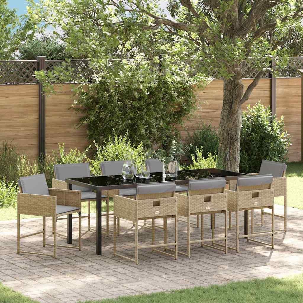 Maison Exclusive - Garten Essgruppe 9 pcs Beige Poly-Rattan