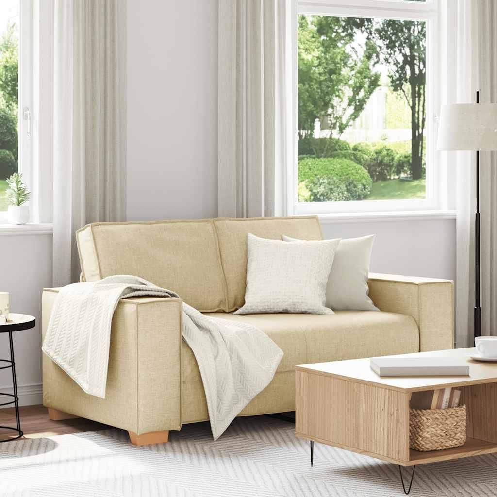2-Sitzer Sofa Creme 120 cm Stoff, Schlafsofas DesignMöbel Neu