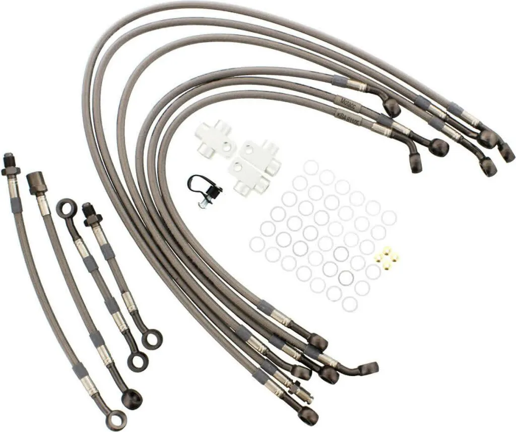 Kit Tuyaux de Frein JMP 10 Pièces Acier Anthracite pour Honda XL 1000 V