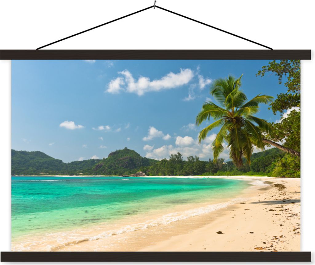 MuchoWow Textilposter Tropisch - Wasser - Blau 90x60 cm mit schwarzem Rahmen - Aufhängungssatz