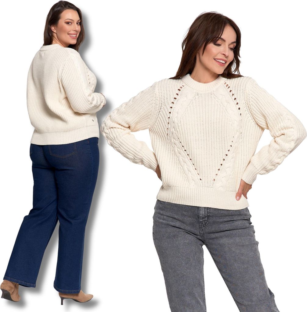 Warmer Damenpullover Kariert Gewebt Elegant Klassisch Moraj Xxl/3Xl