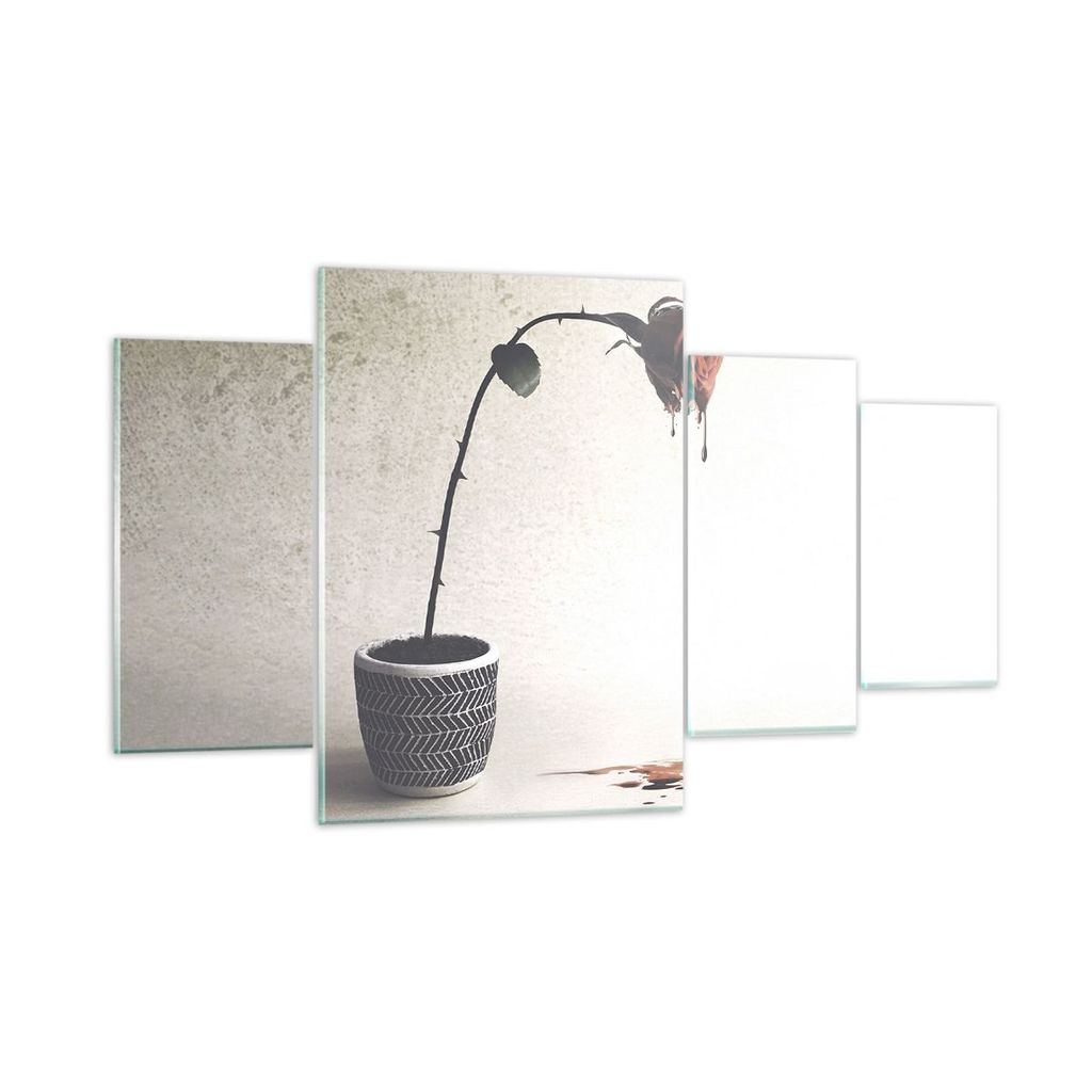 Bilder auf glas - 4 Teile - Symbol Rose Leiden - 160x90cm - Glasbilder - Wandbilder - Bilder - zum Aufhängen bereit - Wanddekoration aus Glas - Gl...