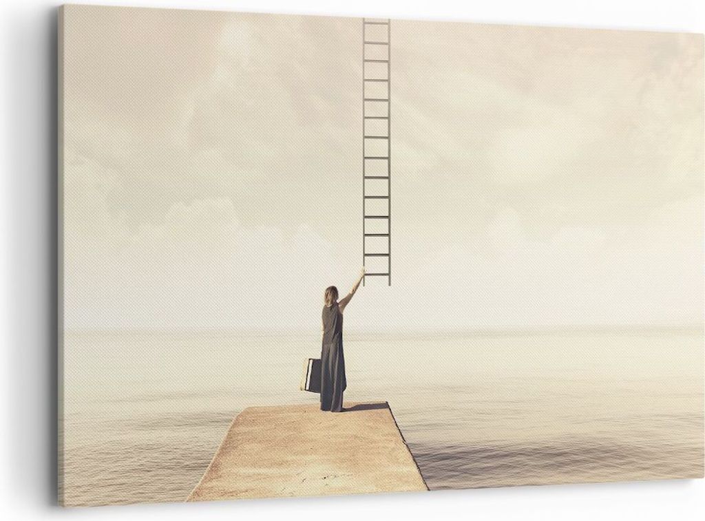 Bild auf Leinwand - Leinwandbild - Einteilig - Symbol Frau Leiter - 120x80cm - Wand Bild - Wanddeko - Wandbilder - Leinwanddruck - Bilder - Wanddek...
