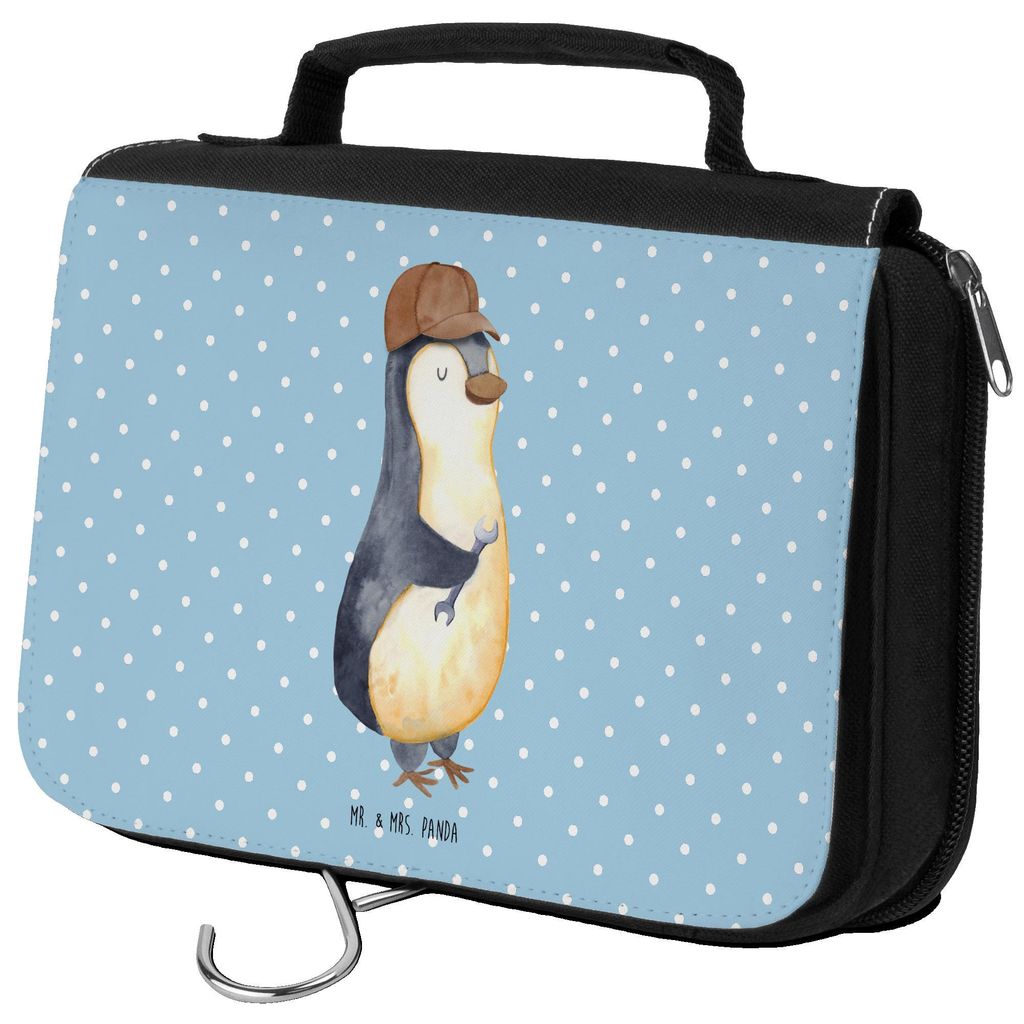 Mr. & Mrs. Panda Kulturbeutel Wenn Papa es nicht reparieren kann, sind wir am Arsch - Blau Pastell - Geschenk, Vatertag, Pinguin, Vater, Dad Bester...