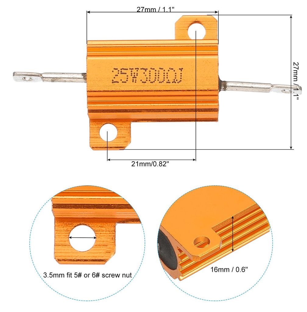 5 Stk 25W 300 Ohm 5% Toleranz Aluminum Geh?use Widerst?nde Set Widerstand Sortiment mit Schrauben Drahtgewickelte Potentiometer Leistung fš¹r Mas...