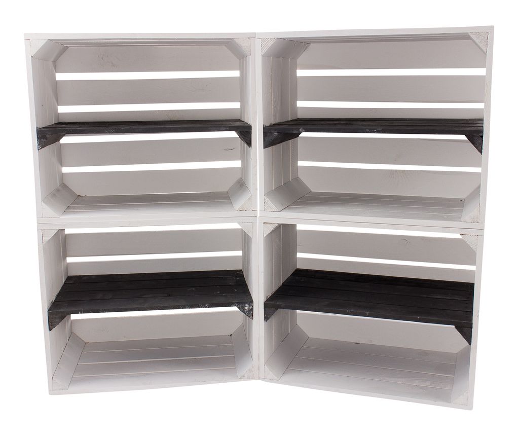 8er Set neue weisse Holzkiste mit Regalboden in schwarz 50cm x 40cm x 30cm Regal Wandregal Obstkisten/Weinkisten Kiste Holzregal Apfelkiste weiß
