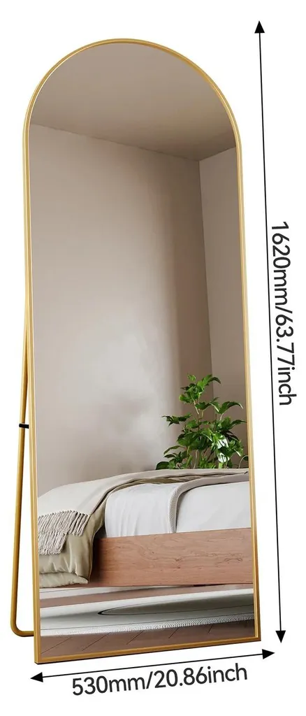 Miroir intégral doré 162x53 cm idéal pour dressing et essayage