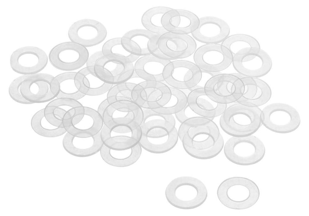 50 flache Nylonringe M8, Dichtung 16 mm Außendurchmesser, 8 mm Innendurchmesser, 0,9 mm Dicke, transparent, für Wasserhahnrohre, Wasserschlauchis...