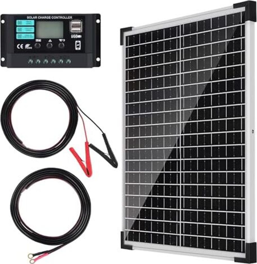 25 W Solarpanel 12 V Kit: Monokristalline + 10 Ladegerät 4 Teile 5 ft Verlängerung Kabel PV Modul Paneele Caravan Camper Balkon RV -Boot