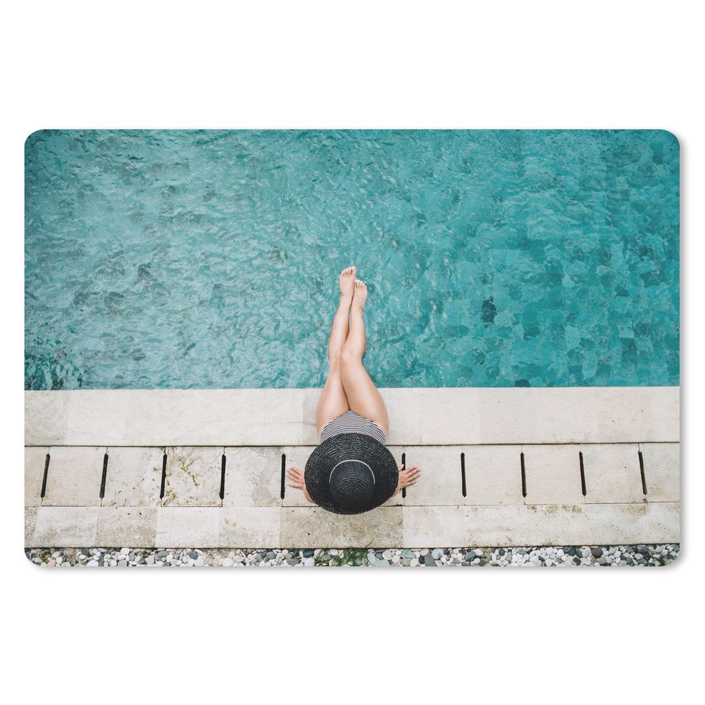 MuchoWow Schreibtischunterlage Wasser - Tropisch - Pool 60x40 cm - XXL Mauspad - Großes Mauspad