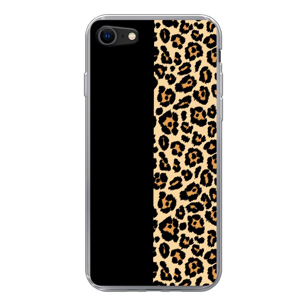 MuchoWow Handyhülle Schutzhülle Hülle für iPhone 8 Panther Druck - Design - Tiere Silikon Softcase Handy Hülle - Schutzhaube