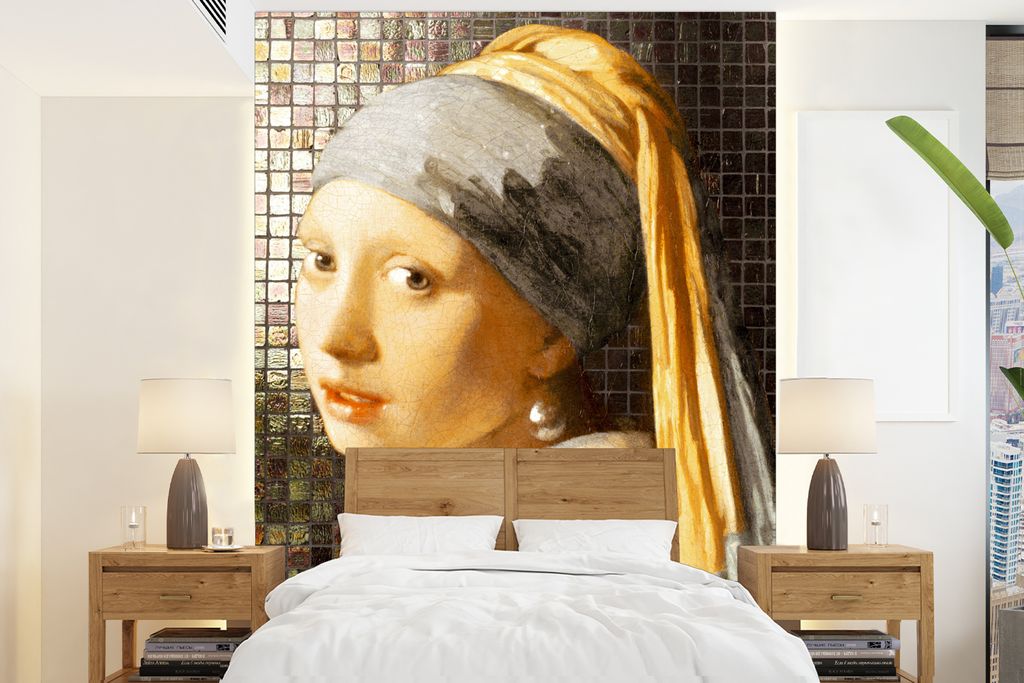 MuchoWow Fototapete für Wohnzimmer oder Schlafzimmer Wandtapete Vinyl Motivtapete Das Mädchen mit dem Perlenohrring - Gemälde - Vermeer - 190x...