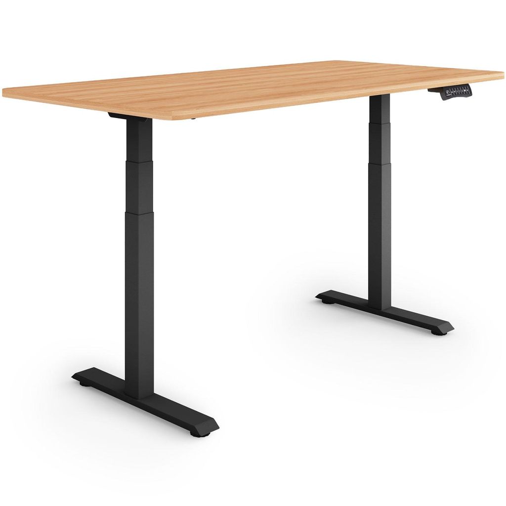 ESMART Germany EZX-132BM 140x70cm Ahorn-Nachbildung Ergonomischer Steh-Sitz-Schreibtisch Stufenlos elektrisch höhenverstellbar 60,5-125,5 cm 3 x M...