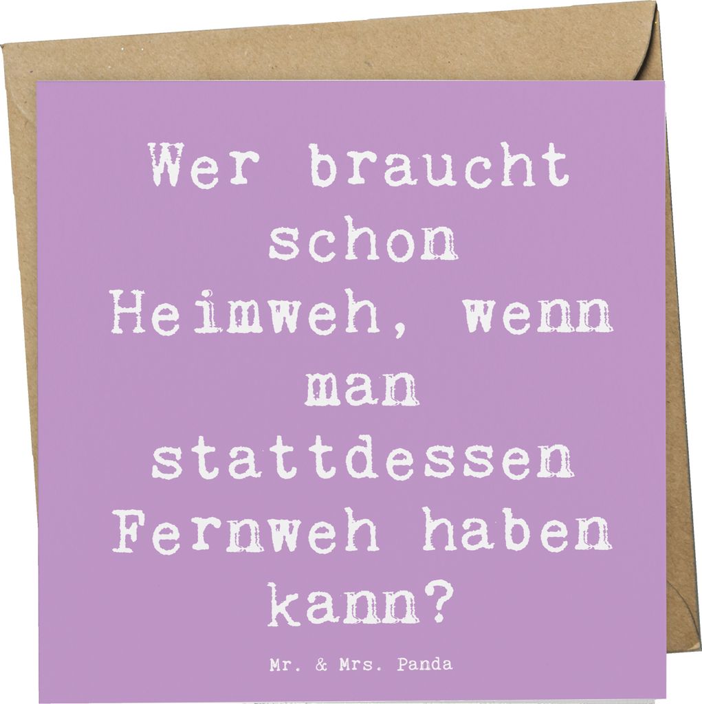 Mr. & Mrs. Panda Grußkarte Spruch Heimweh oder Fernweh - Lavendeltraum - Geschenk, Hoffnung, Erinnerung, Gefühl, Abenteuer, faltkarte, Handgemach...