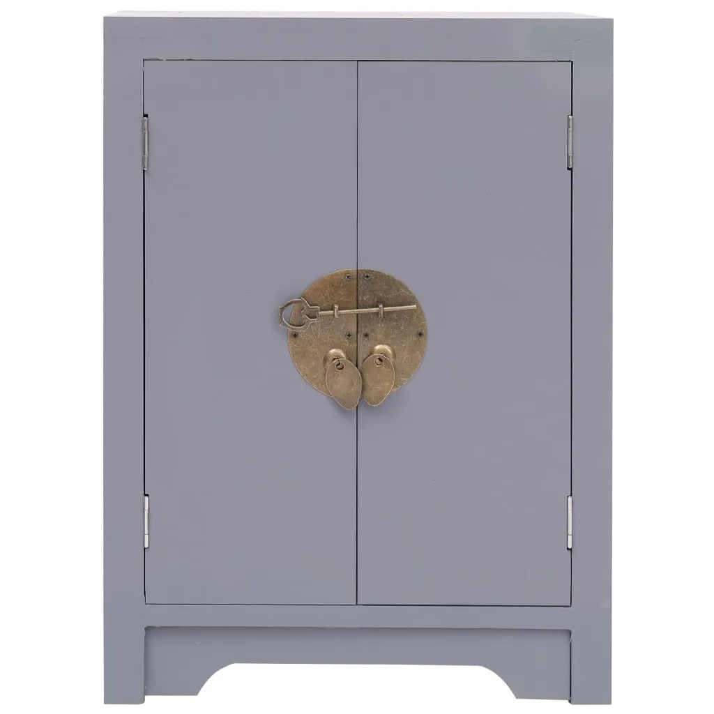 Comodino Grigio Legno Paulownia SYFAX™ 38x28x52 cm - Prezzo Top