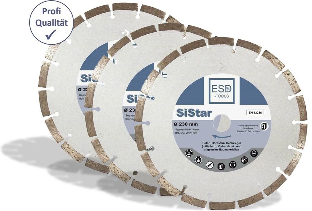 3x Profi Diamanttrennscheibe 230  mm Beton Verbundstein - Produktbild 
