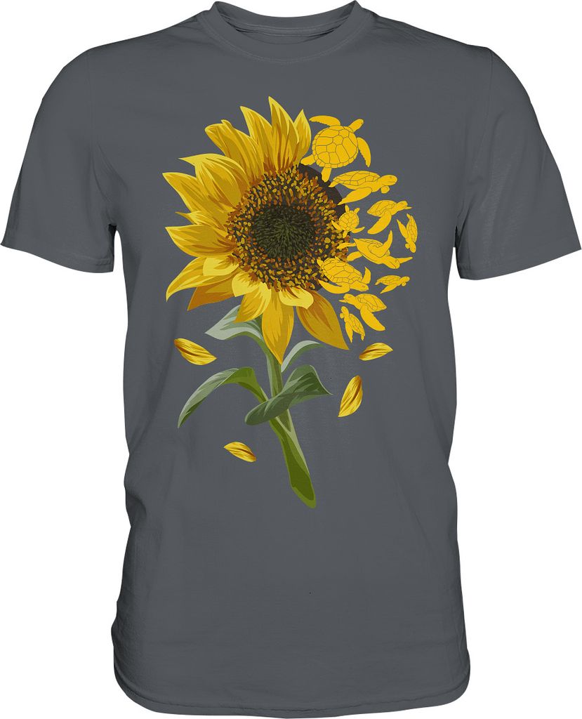 Schildkröten Sonnenblumen T-Shirt Garten Motiv Gärtner Produktbild 
