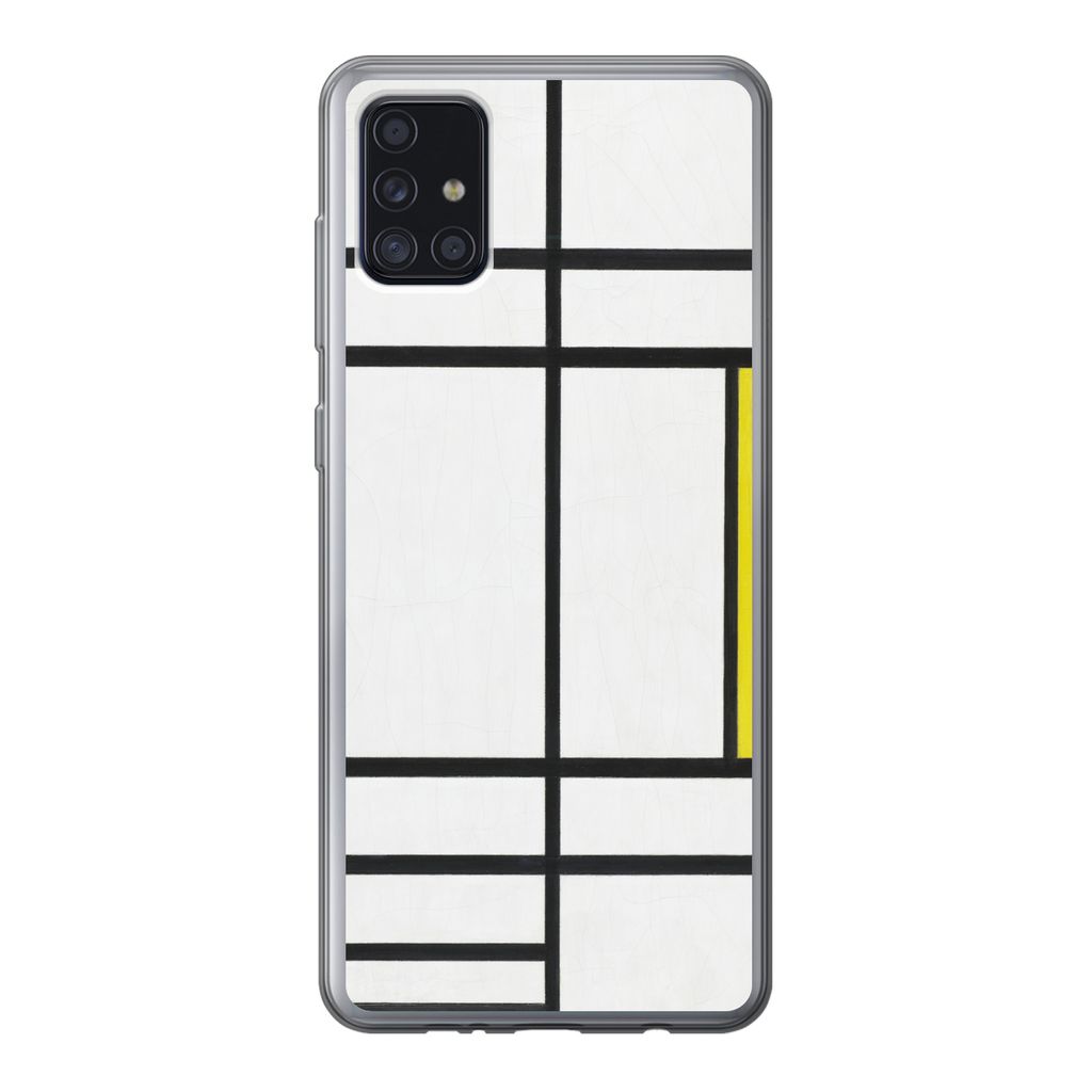MuchoWow Handyhülle Schutzhülle Hülle für Samsung Galaxy A52 5G Komposition in Weiß, Rot und Gelb - Piet Mondrian Silikon Softcase Handy Hü...